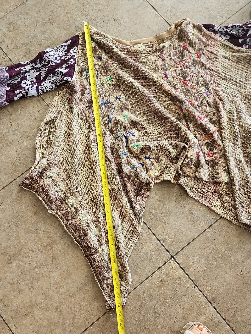 Free People..Boho Floral Embroidered Draped Knit Sweater - - Picture 10 of 11
